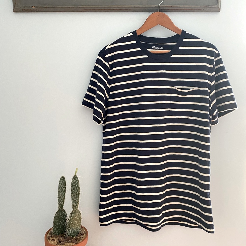 Madewell Navy Stripe Pocket Tee Shirt